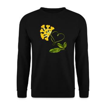 Cowslip with Heart – Loving Motif - Unisex Sweatshirt - black - Front - Alina (178cm) & Michal (187cm)