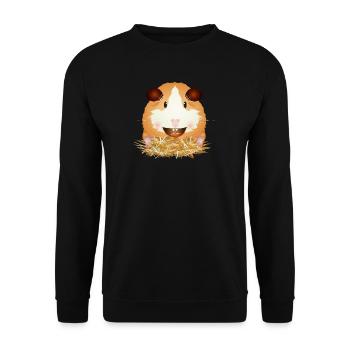 Laughing guinea pig in straw – good mood - Unisex Sweatshirt - black - Front - Alina (178cm) & Michal (187cm)