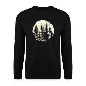 Night Forest Silhouette with Full Moon - Unisex Sweatshirt - black - Front - Alina (178cm) & Michal (187cm)