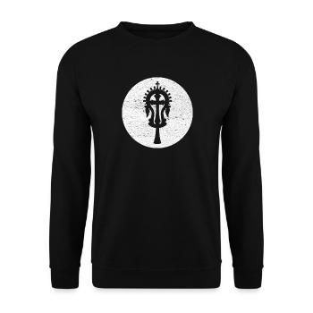 Croix de Lalibela blanc, Héritage sacré d'Éthiopie - Sweat-shirt Unisexe - noir - Devant - Alina (178cm) & Michal (187cm)