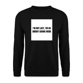 Energiesparmodus – Lazy-Modus aktiviert - Unisex Pullover - Schwarz - Vorne - Alina (178cm) & Michal (187cm)
