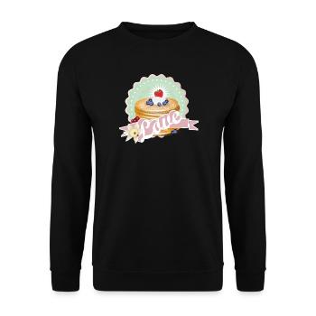 Charming pancake motif with cream and berries - Unisex Sweatshirt - black - Front - Alina (178cm) & Michal (187cm)