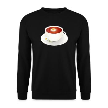 Chamomile tea motif with flower in elegant cup - Unisex Sweatshirt - black - Front - Alina (178cm) & Michal (187cm)