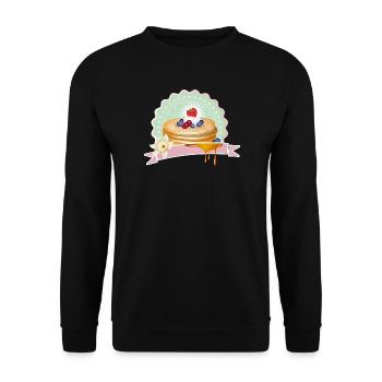 Motif de crêpes avec crème, baies et décoration - Sweat-shirt Unisexe - noir - Devant - Alina (178cm) & Michal (187cm)
