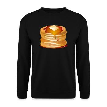 Pancakes Motif with Butter Flake and Maple Syrup - Unisex Sweatshirt - black - Front - Alina (178cm) & Michal (187cm)