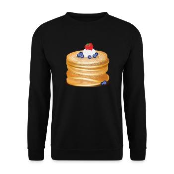 Golden brown pancakes with berries and cream motif - Unisex Sweatshirt - black - Front - Alina (178cm) & Michal (187cm)
