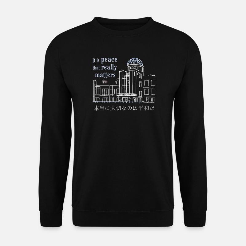 Hiroshima, Friedensdenkmal, Handzeichnung Japan - Unisex Pullover - Schwarz