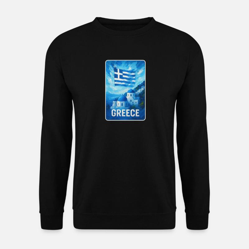 Grèce Santorin Drapeau - Sweat-shirt Unisexe - noir