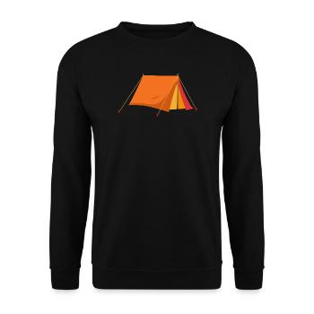 Tente vintage rouge orangé avec flair de camping - Sweat-shirt Unisexe - noir - Devant - Alina (178cm) & Michal (187cm)