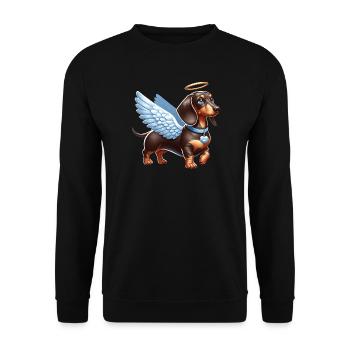 Ange teckel mignon avec des ailes dessin animé amour - Sweat-shirt Unisexe - noir - Devant - Alina (178cm) & Michal (187cm)
