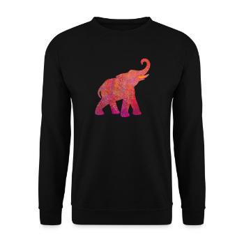 Yoga Eléphant Holi rose Énergie Animal Amour Namaste - Sweat-shirt Unisexe - noir - Devant - Alina (178cm) & Michal (187cm)