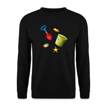 Colorful shovel and bucket with molds on the beach - Unisex Sweatshirt - black - Front - Alina (178cm) & Michal (187cm)