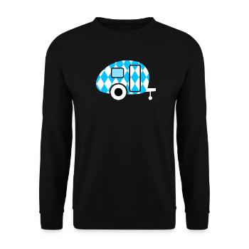 Caravan Caravan Bavaria Camping October Retro Fan - Unisex Sweatshirt - black - Front - Alina (178cm) & Michal (187cm)