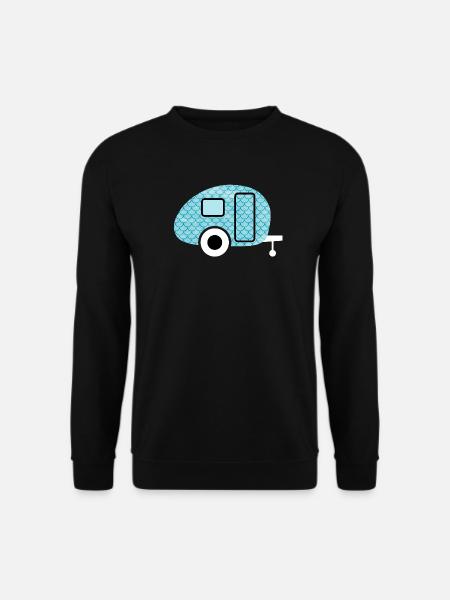 Caravan Fisch Camping Wohnwagen Schuppen Muster - Unisex Pullover - Schwarz