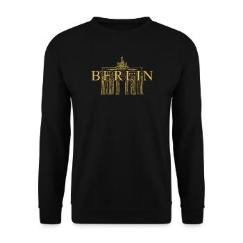Brandenburger Tor in Berlin, Zeichnung Deutschland - Unisex Pullover - Schwarz - Vorne - Alina (178cm) & Michal (187cm)