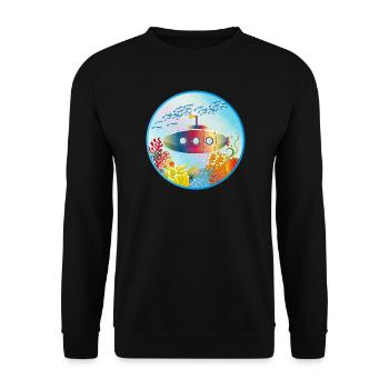 Colorful submarine in tropical coral reef - Unisex Sweatshirt - black - Front - Alina (178cm) & Michal (187cm)