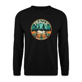 Prag Bier Skyline – Tschechien Souvenir Junggesell - Unisex Pullover - Schwarz - Vorne - Alina (178cm) & Michal (187cm)