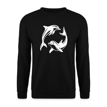 Dolphin Circle Design for Eco-Friendly Apparel - Unisex Sweatshirt - black - Front - Alina (178cm) & Michal (187cm)