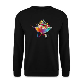 Colorful wheelbarrow with flowers - Unisex Sweatshirt - black - Front - Alina (178cm) & Michal (187cm)