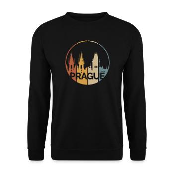 Prag Stadtsilhouette vintage Farben - Burg Logo - Unisex Pullover - Schwarz - Vorne - Alina (178cm) & Michal (187cm)