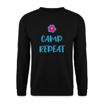 Camp Repeat coole Sprüche Urlaub englisch Fan - Unisex Pullover - Schwarz - Vorne - Alina (178cm) & Michal (187cm)