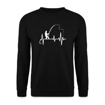 Fisherman Heartbeat Art Design - Unisex Sweatshirt - black - Front - Alina (178cm) & Michal (187cm)