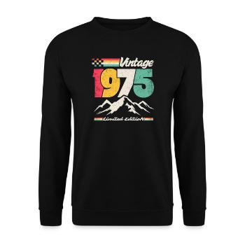 Vintage Limitierte Auflage 1975 - Unisex Pullover - Schwarz - Vorne - Alina (178cm) & Michal (187cm)