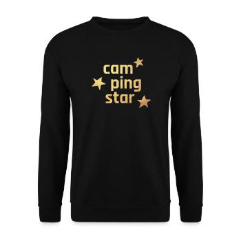 Camping Star Sterne Gold exklusiv Luxus Camper Fan - Unisex Pullover - Schwarz - Vorne - Alina (178cm) & Michal (187cm)