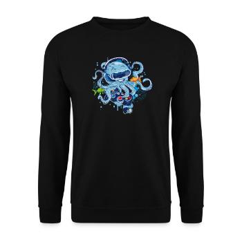 Gaming Oktopus mit Controller - Unisex Pullover - Schwarz - Vorne - Alina (178cm) & Michal (187cm)