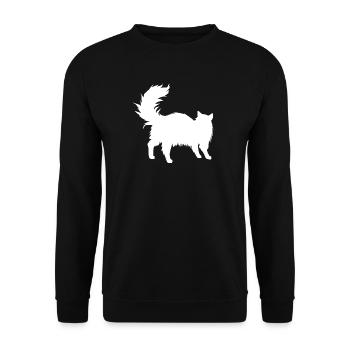 katzen silhouette langhaarig - Unisex Pullover - Schwarz - Vorne - Alina (178cm) & Michal (187cm)