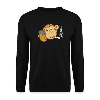Singe avec téléphone et joint – addiction moderne - Sweat-shirt Unisexe - noir - Devant - Alina (178cm) & Michal (187cm)