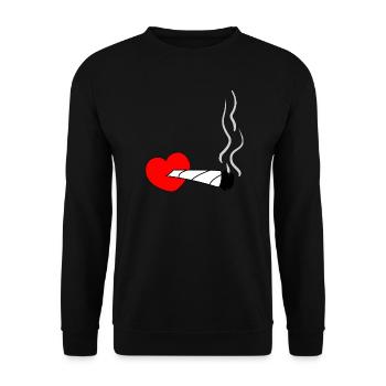 Cœur avec joint fumant – symbole de la marijuana v - Sweat-shirt Unisexe - noir - Devant - Alina (178cm) & Michal (187cm)