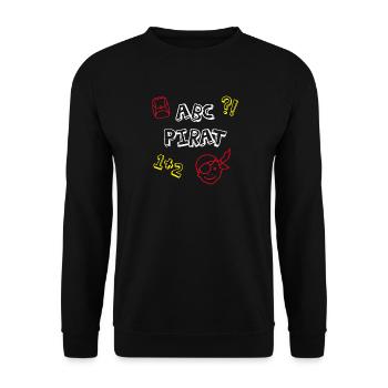 ABC Pirat Einschulung Schule Comic Kinder Feier - Unisex Pullover - Schwarz - Vorne - Alina (178cm) & Michal (187cm)
