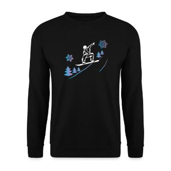Snowboarder im Winterzauber - Unisex Pullover - Schwarz - Vorne - Alina (178cm) & Michal (187cm)