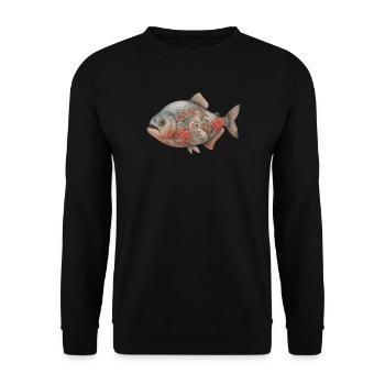 Yakuza Piranha - Unisex Sweatshirt - black - Front - Alina (178cm) & Michal (187cm)