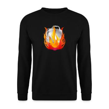 Cartouche d’essence chromée brûlante dans un style rétro - Sweat-shirt Unisexe - noir - Devant - Alina (178cm) & Michal (187cm)