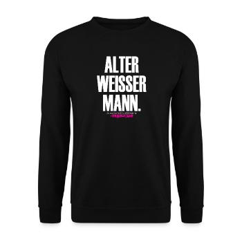 OLD WHITE MAN Design - Unisex Sweatshirt - black - Front - Alina (178cm) & Michal (187cm)