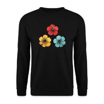 Hibiscus Trio – Vintage Flowers (Red, Yellow, Turquoise) - Unisex Sweatshirt - black - Front - Alina (178cm) & Michal (187cm)