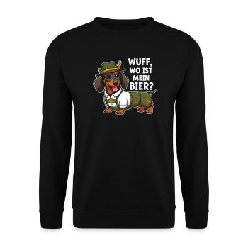 Wuff, wo ist mein Bier ? - Unisex Pullover - Schwarz - Vorne - Alina (178cm) & Michal (187cm)