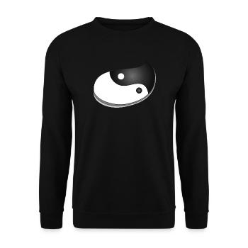 Yin-Yang Symbol in Tropfenform – Balance Design - Unisex Pullover - Schwarz - Vorne - Alina (178cm) & Michal (187cm)