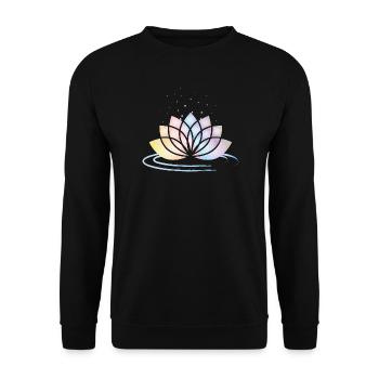 Stylized Pastel Flower Symbol with Water - Unisex Sweatshirt - black - Front - Alina (178cm) & Michal (187cm)