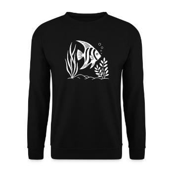 Schwarz-Weißes tropisches Fisch-Design - Unisex Pullover - Schwarz - Vorne - Alina (178cm) & Michal (187cm)