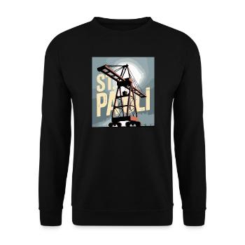 St. Pauli, Hambourg, Port, Port, Grue, Nostalgie - Sweat-shirt Unisexe - noir - Devant - Alina (178cm) & Michal (187cm)
