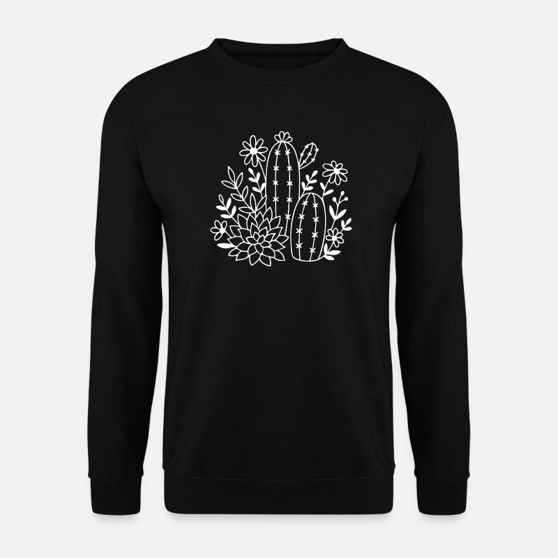 Elegant Cactus Botanical Outline Design - Unisex Sweatshirt - black