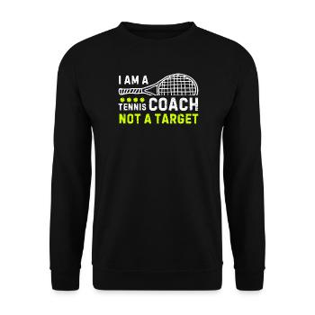 Tennis Coach Quote with Racket Motif - Unisex Sweatshirt - black - Front - Alina (178cm) & Michal (187cm)