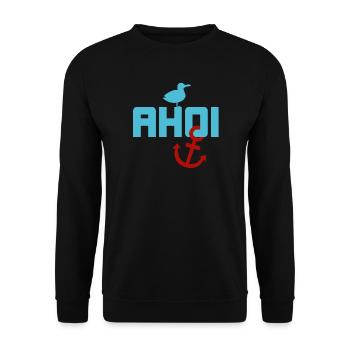 Ahoy Seagull Anchor Holiday Sea North Sea Summer Beach - Unisex Sweatshirt - black - Front - Alina (178cm) & Michal (187cm)