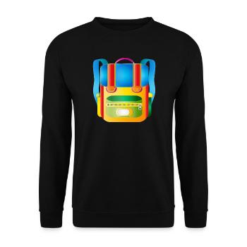 Bunter Retro-Schulranzen für coole Kids - Unisex Pullover - Schwarz - Vorne - Alina (178cm) & Michal (187cm)