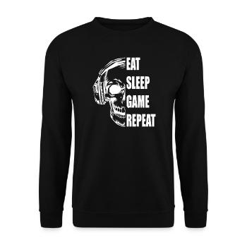 Skull with Headphones Gaming Quote - Unisex Sweatshirt - black - Front - Alina (178cm) & Michal (187cm)
