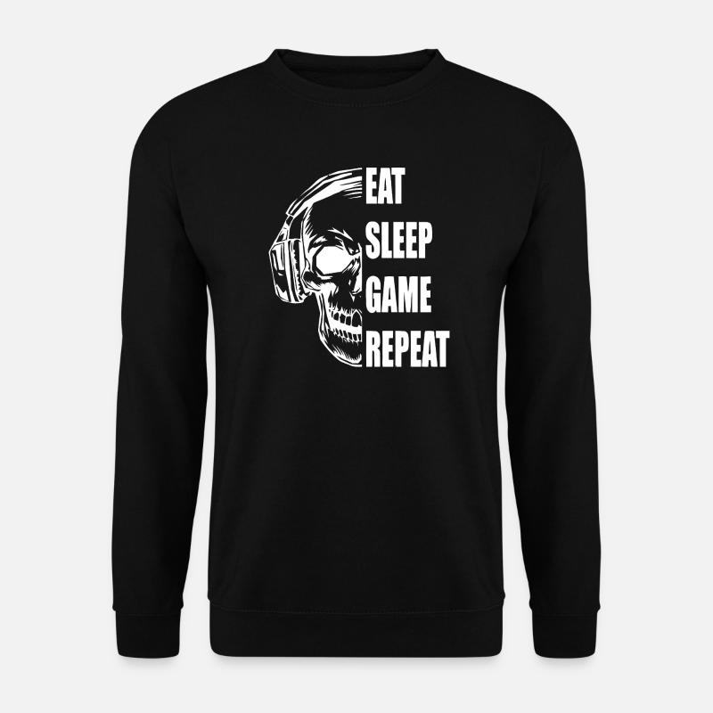 Schädel mit Kopfhörern Gaming Zitat - Unisex Pullover - Schwarz