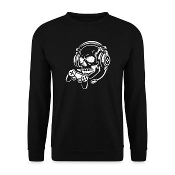 Crâne avec conception de casque de jeu - Sweat-shirt Unisexe - noir - Devant - Alina (178cm) & Michal (187cm)